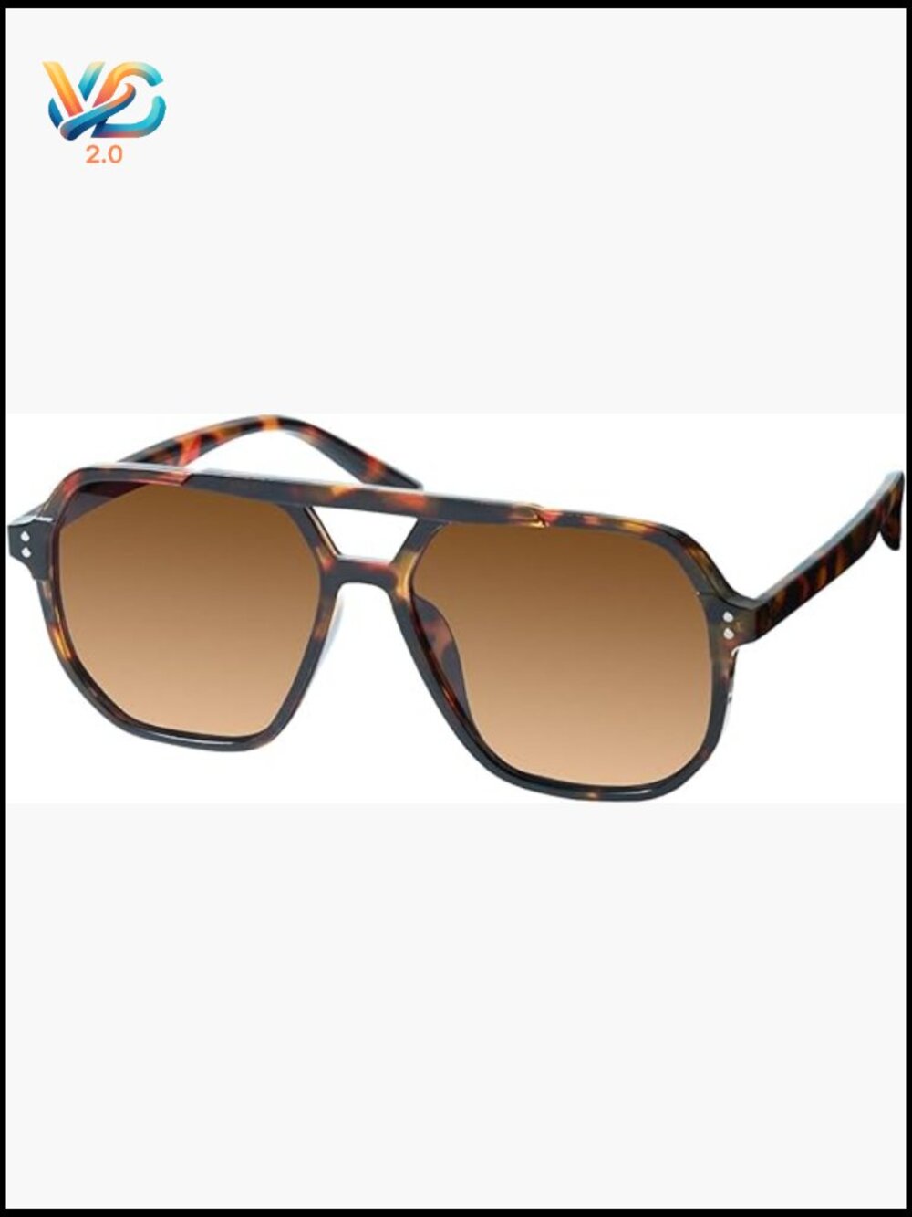 Oversized Aviator Sunglasses with Polarized Lens Retro Square Double Bridge